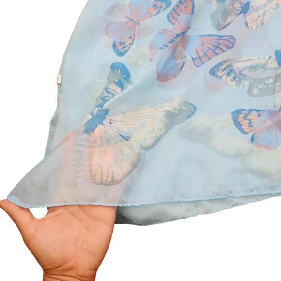 Blue Butterfly Poncho One Size Sheer See Through Whimsical Fairy Fairycore - Picture 5 of 14